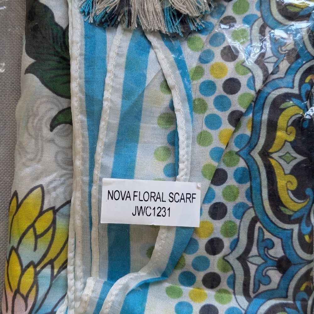 Johnny Was 100% Floral Scarf Boho Chic Whimsical Fairy Elevated Coastal Glam - Picture 10 of 10